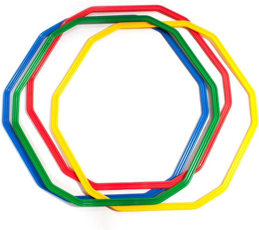 1X FIRST-PLAY PACK OF 4 | 12 SIDED HOOP GAME | MULTICOLOURED | 50CM