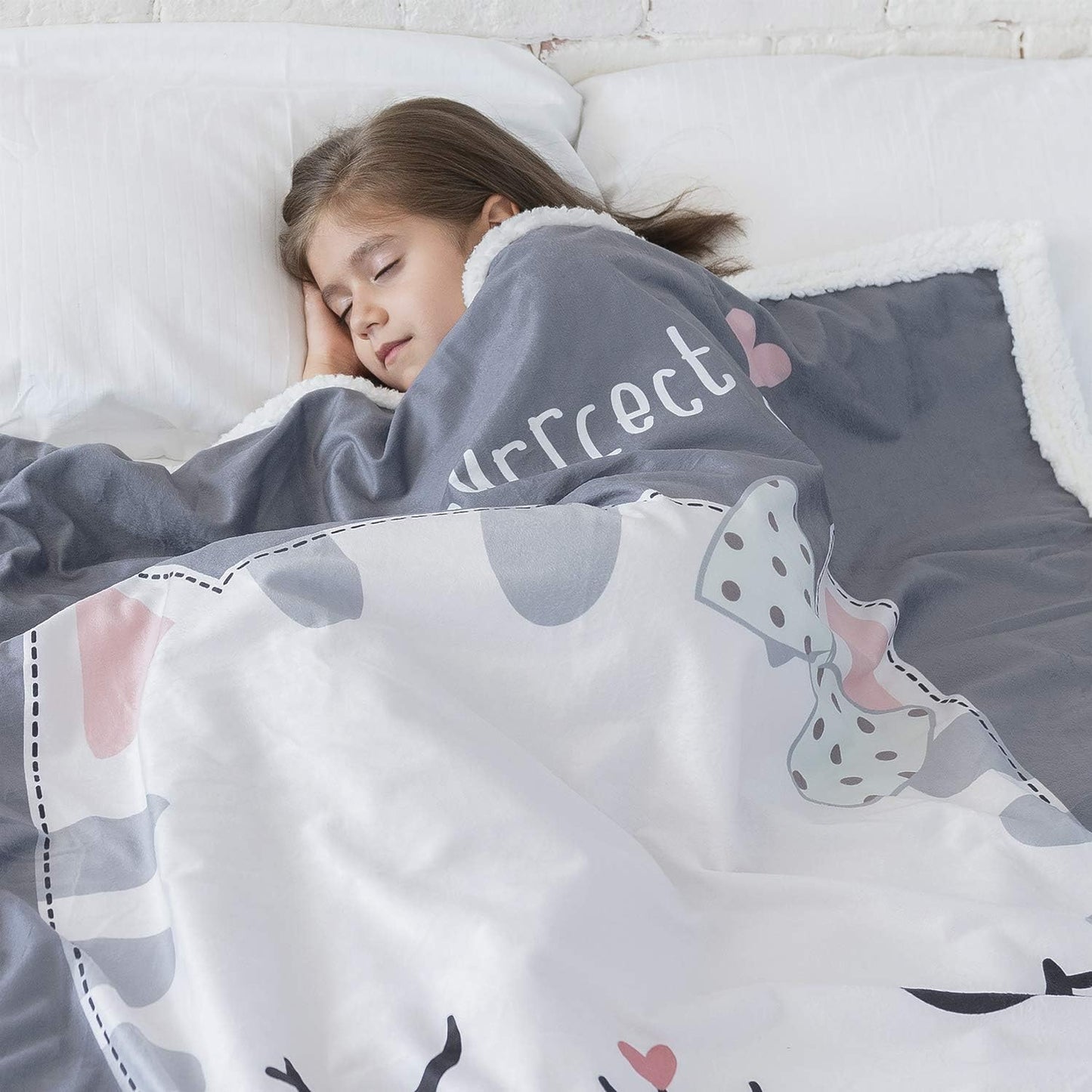 1X 5 STARS UNITED BABY BLANKET FOR GIRLS AND BOYS | GREY CAT 102X127 CM | ANIMAL PRINT PREMIUM FLEECE WITH SHERPA THROW