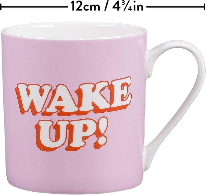 1X YES STUDIO CERAMIC MUG-WAKE UP, PINK. PERFECT FOR YOUR MORNING DRINK