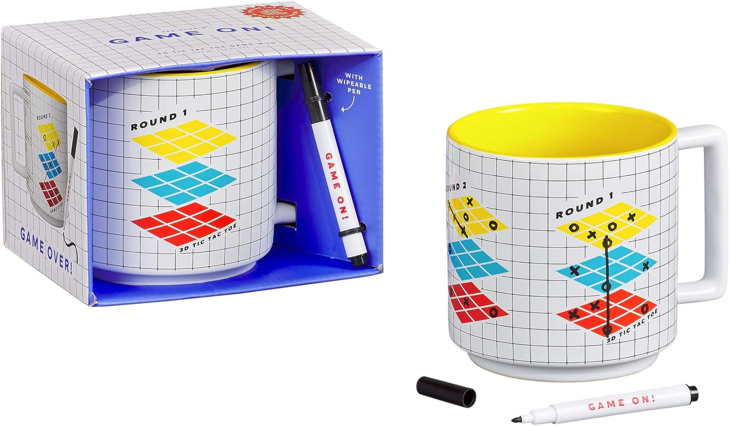 1X YES STUDIO TIC TAC TOE GAME MUG & PEN CERAMIC NOVELTY MUG